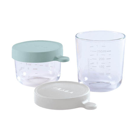 Beaba Glass Jars Set 2 Airy Green-Light Grey
