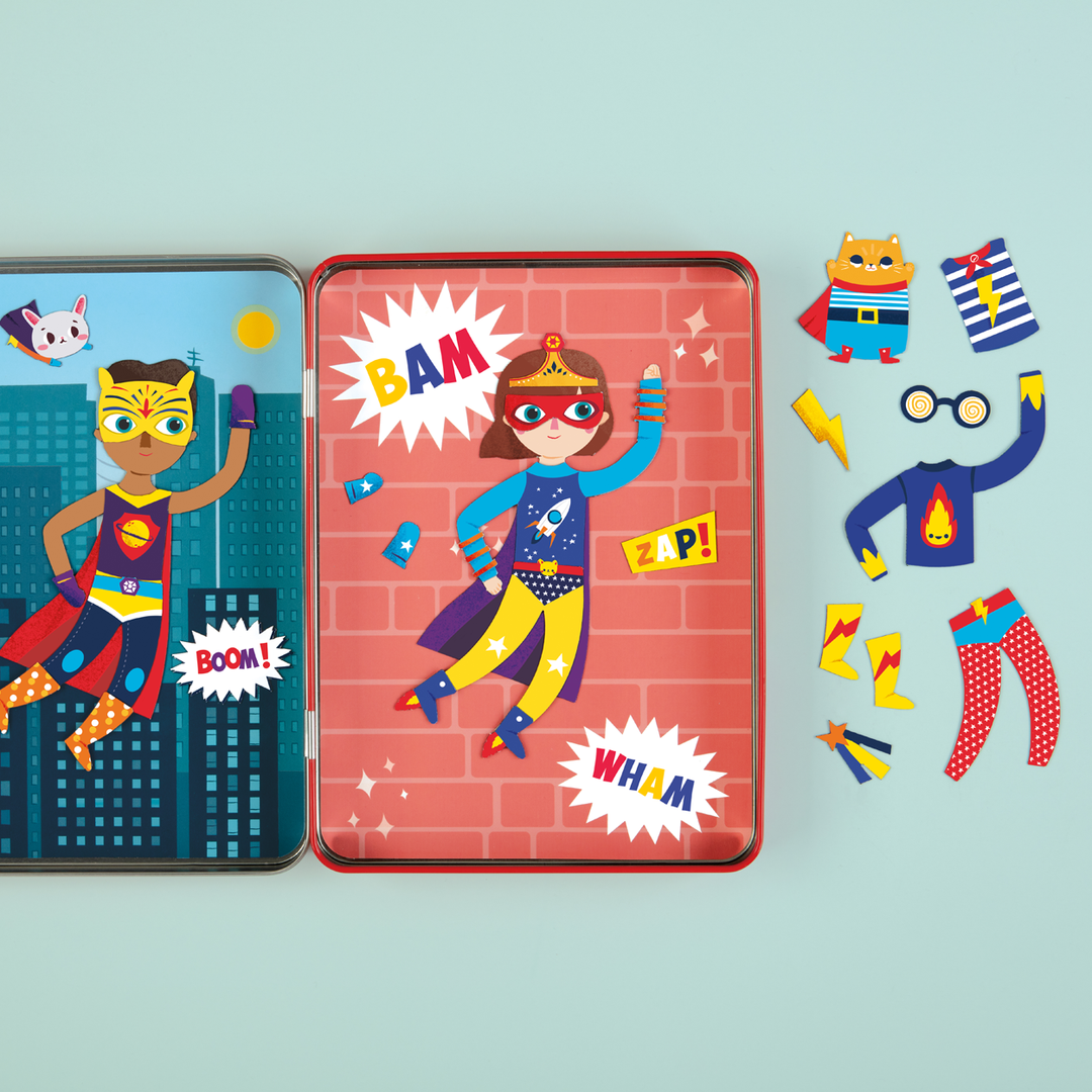Mudpuppy Magnetic Tin Playsets - Super Kids! Dress-up