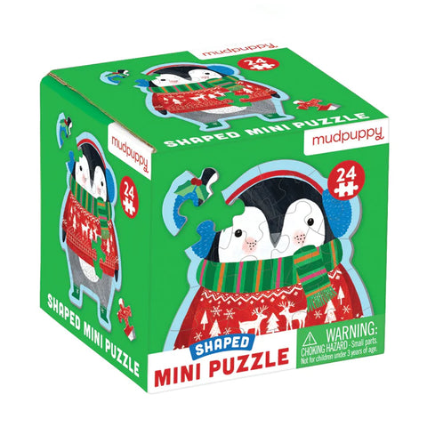 Mudpuppy 24 Piece Shaped Mini Puzzle - Winter Penguin